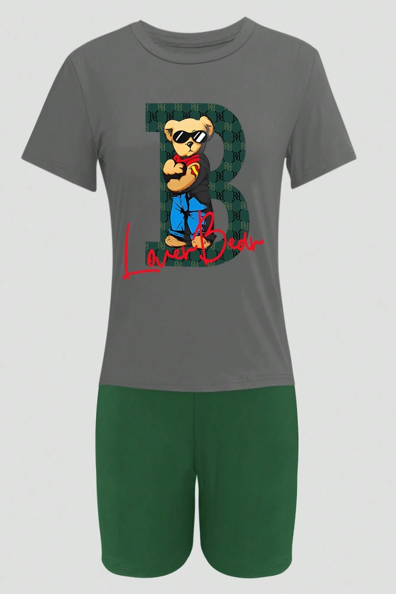 Kadın 2Lİ TAKIM OVERSİZE Trend T-shirt Şort Model 5068