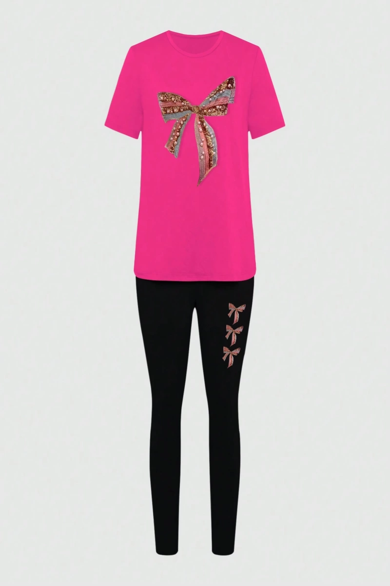 Kadın 2Lİ TAKIM OVERSİZE Trend T-shirt Şort Model 5069
