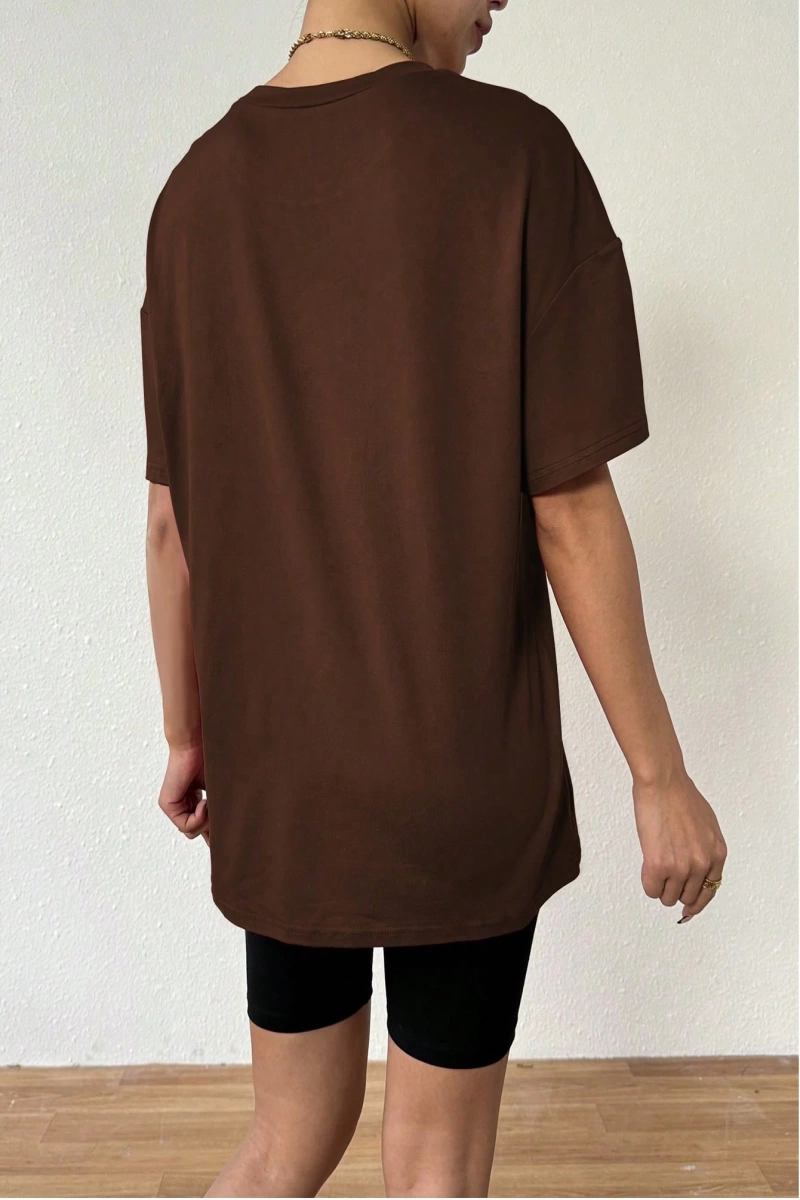 Kadın 2Lİ TAKIM OVERSİZE Trend T-shirt Şort Model 5071