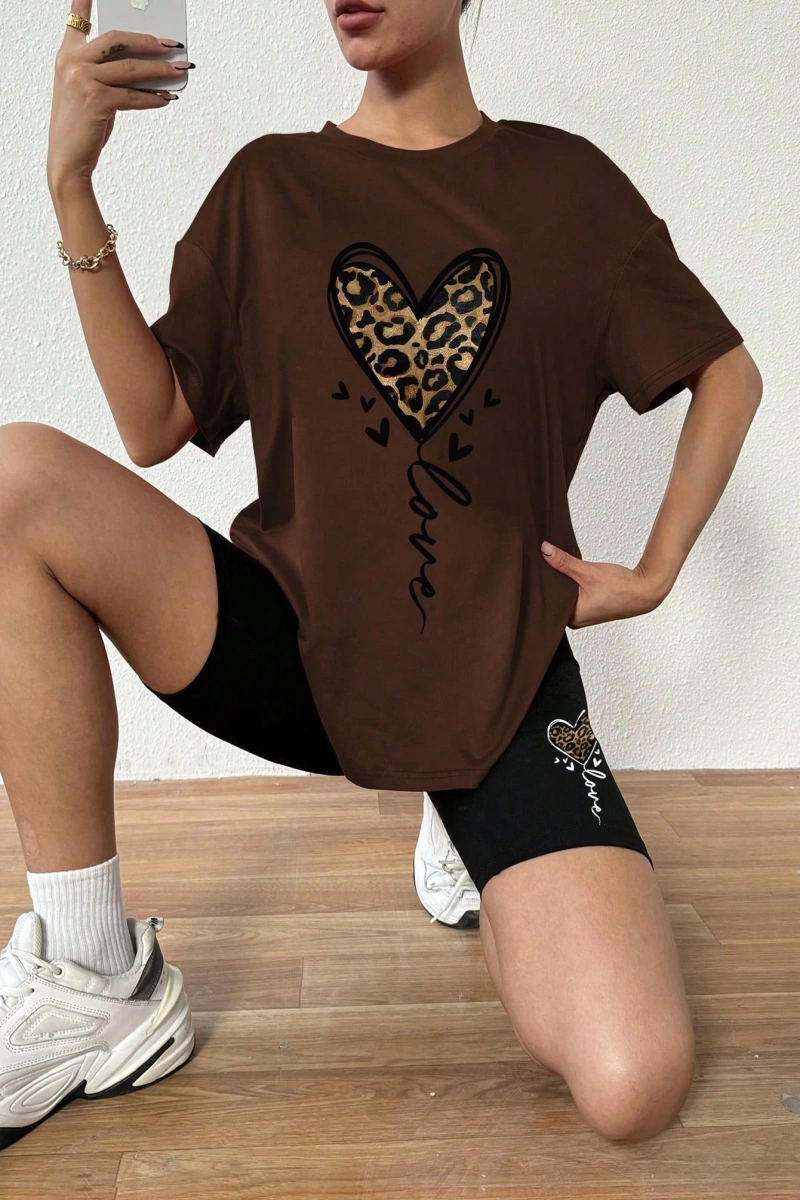 Kadın 2Lİ TAKIM OVERSİZE Trend T-shirt Şort Model 5071