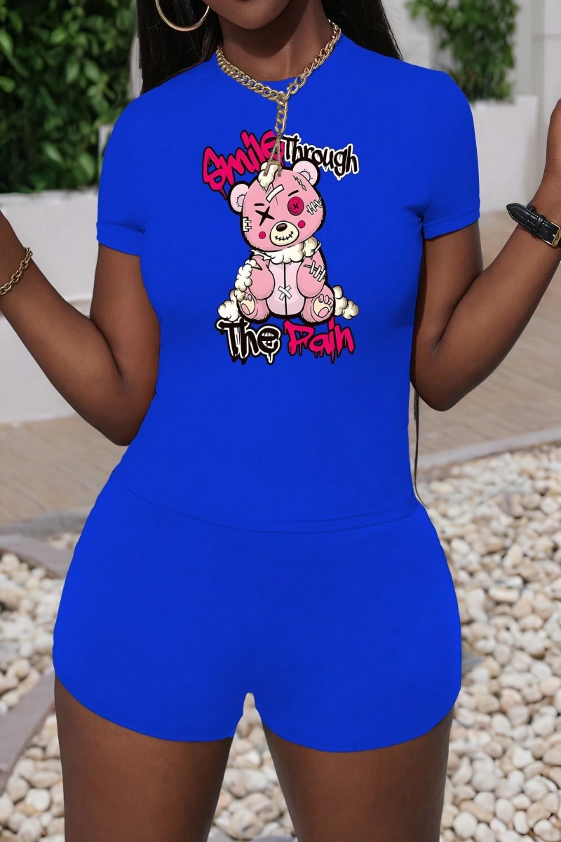 Kadın 2Lİ TAKIM OVERSİZE Trend T-shirt Şort Model 5079