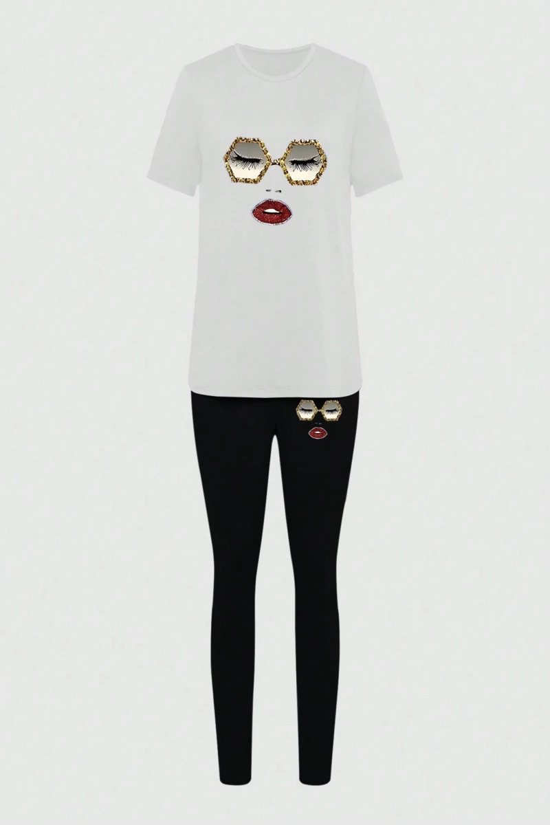 Kadın 2Lİ TAKIM OVERSİZE Trend T-shirt Şort Model 5081