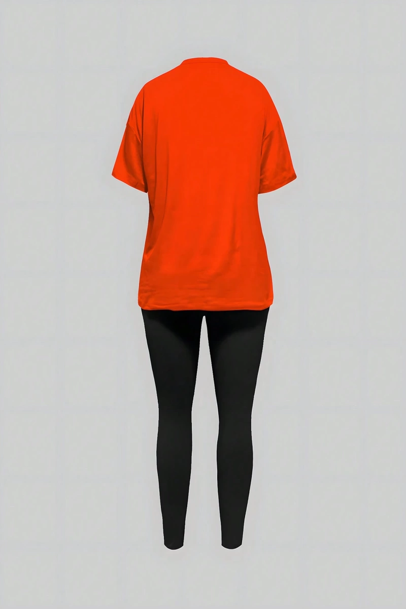 Kadın 2Lİ TAKIM OVERSİZE Trend T-shirt Şort Model 5082