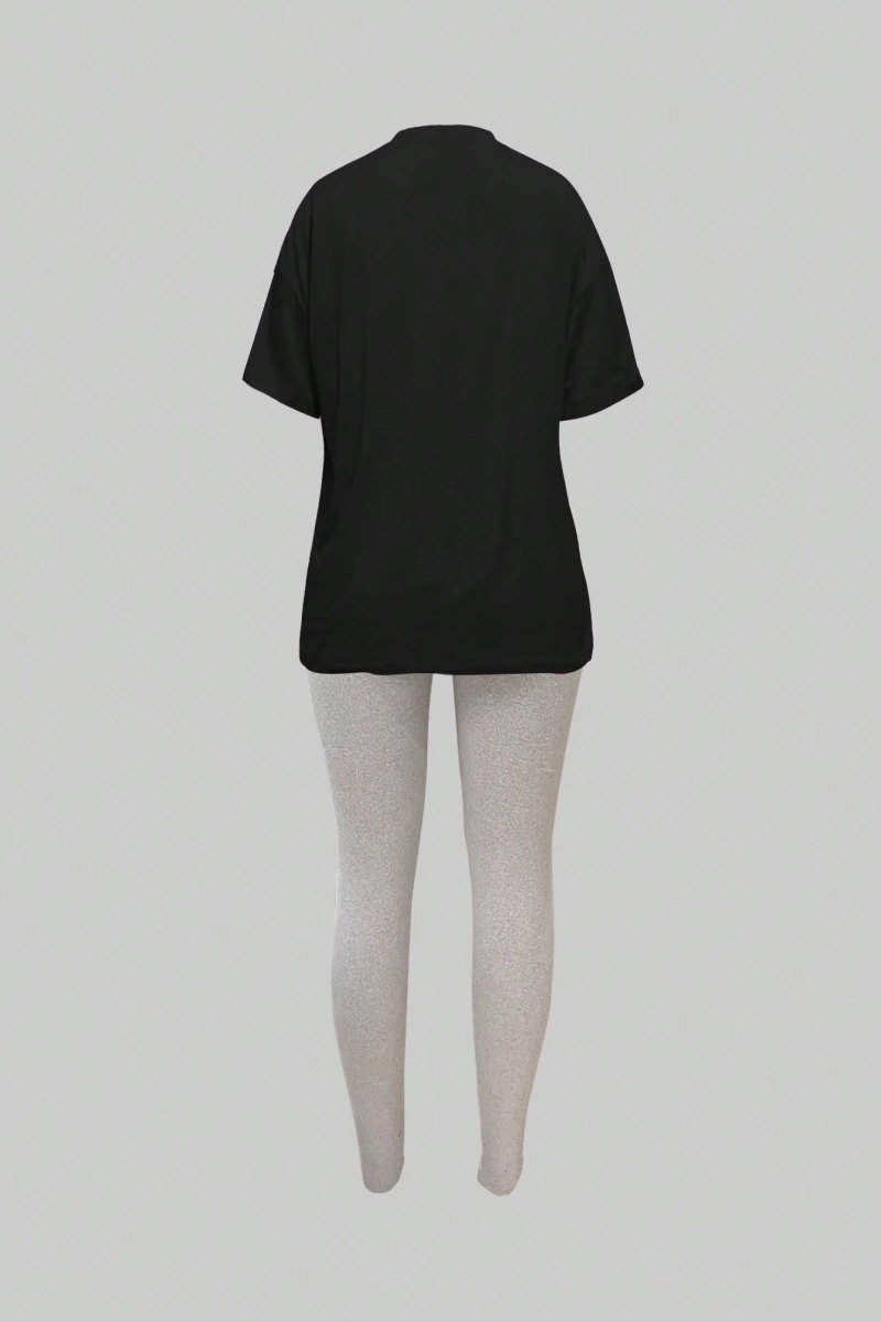 Kadın 2Lİ TAKIM OVERSİZE Trend T-shirt Şort Model 5082