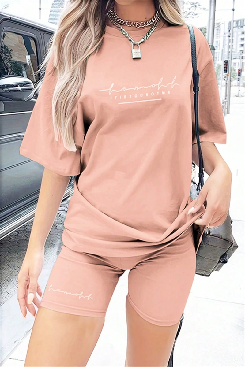 Kadın 2Lİ TAKIM OVERSİZE Trend T-shirt Şort Model 5085