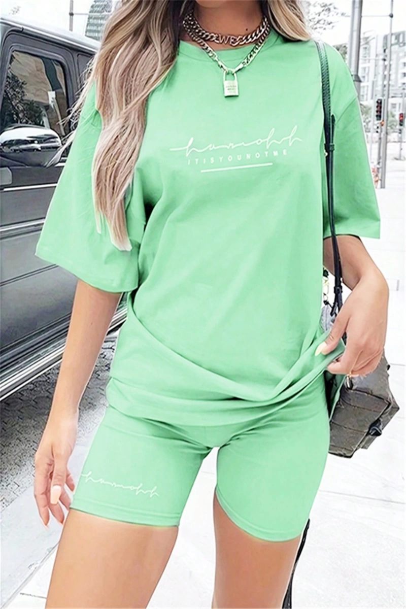 Kadın 2Lİ TAKIM OVERSİZE Trend T-shirt Şort Model 5085