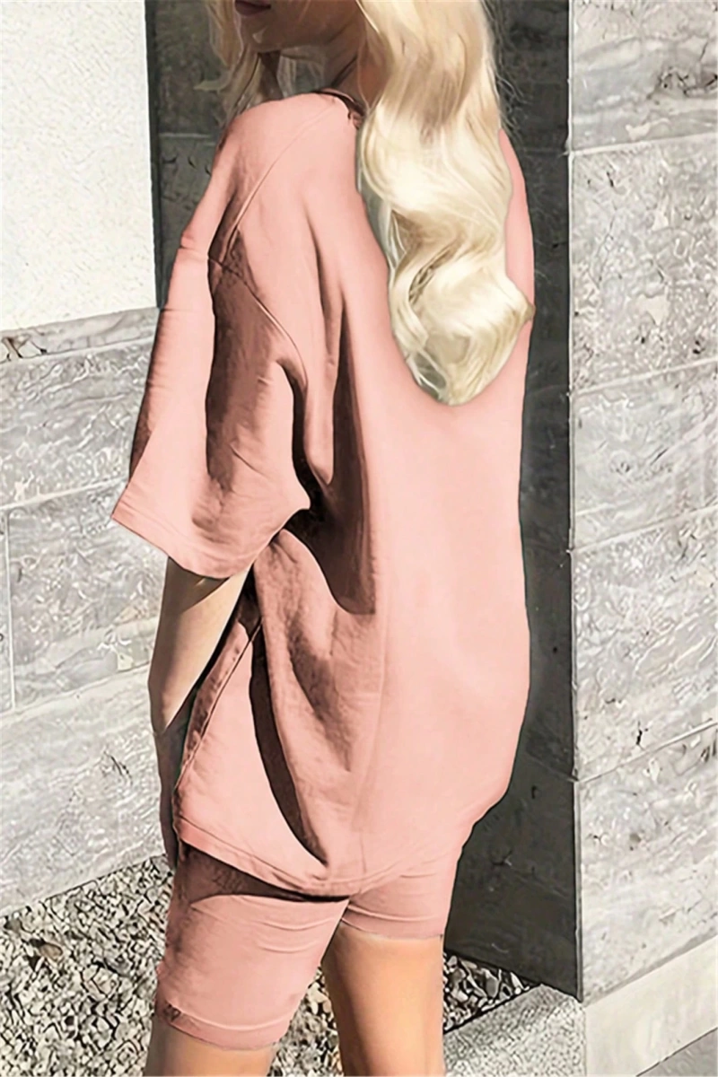 Kadın 2Lİ TAKIM OVERSİZE Trend T-shirt Şort Model 5085