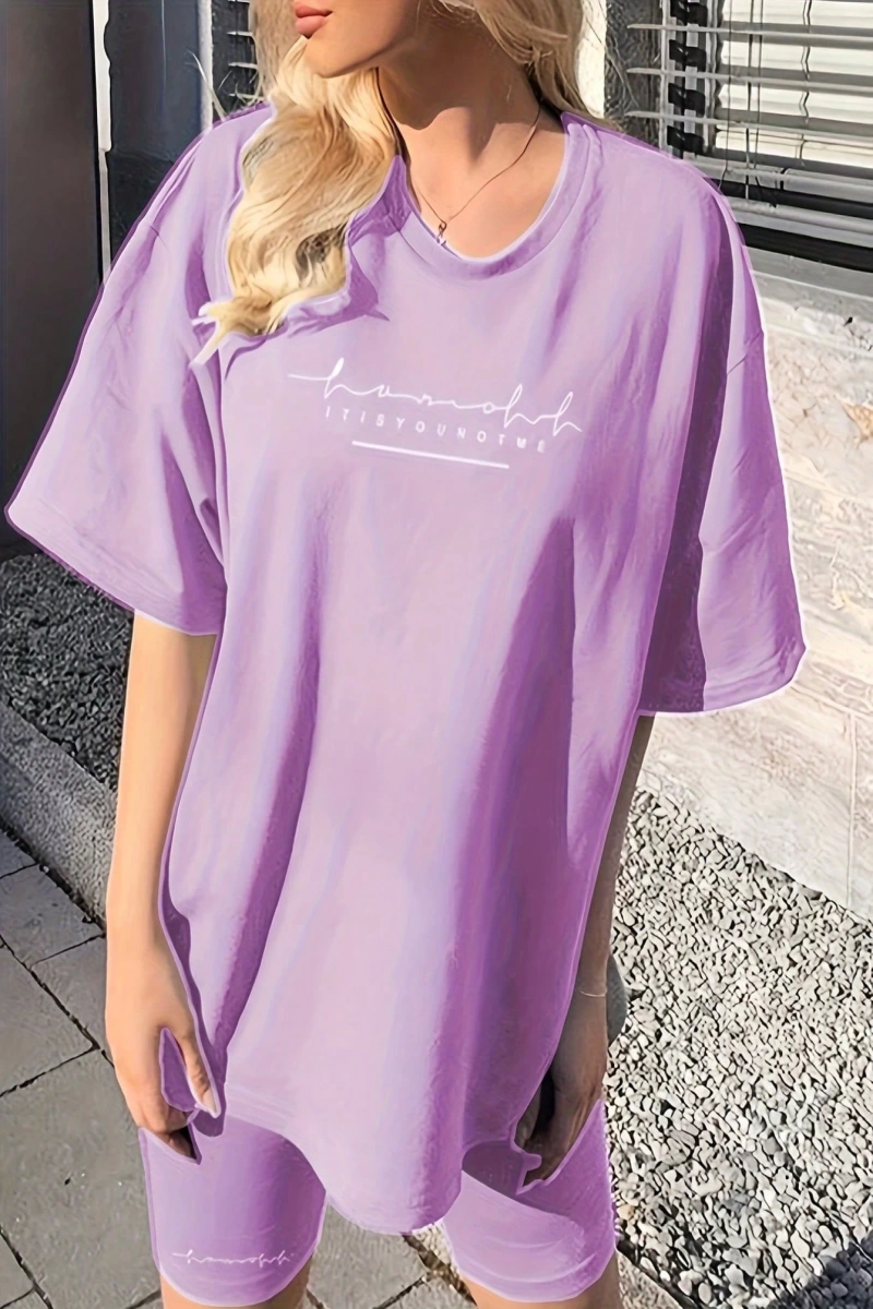 Kadın 2Lİ TAKIM OVERSİZE Trend T-shirt Şort Model 5085