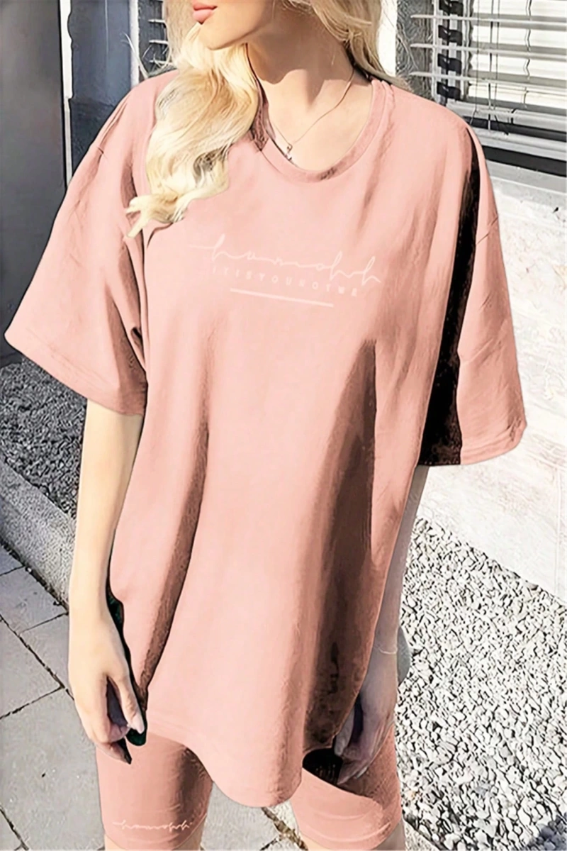 Kadın 2Lİ TAKIM OVERSİZE Trend T-shirt Şort Model 5085