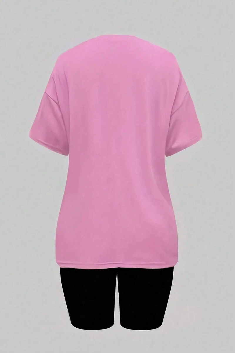 Kadın 2Lİ TAKIM OVERSİZE Trend T-shirt Şort Model 5088
