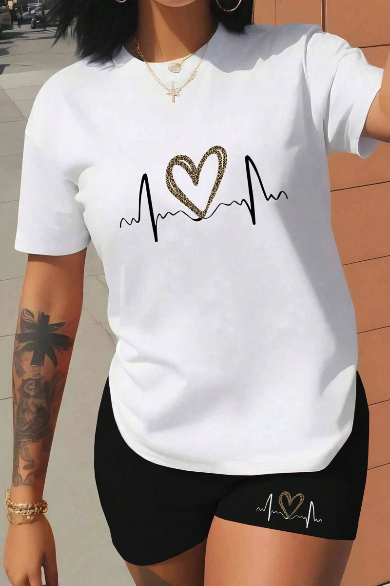 Kadın 2Lİ TAKIM OVERSİZE Trend T-shirt Şort Model 5090