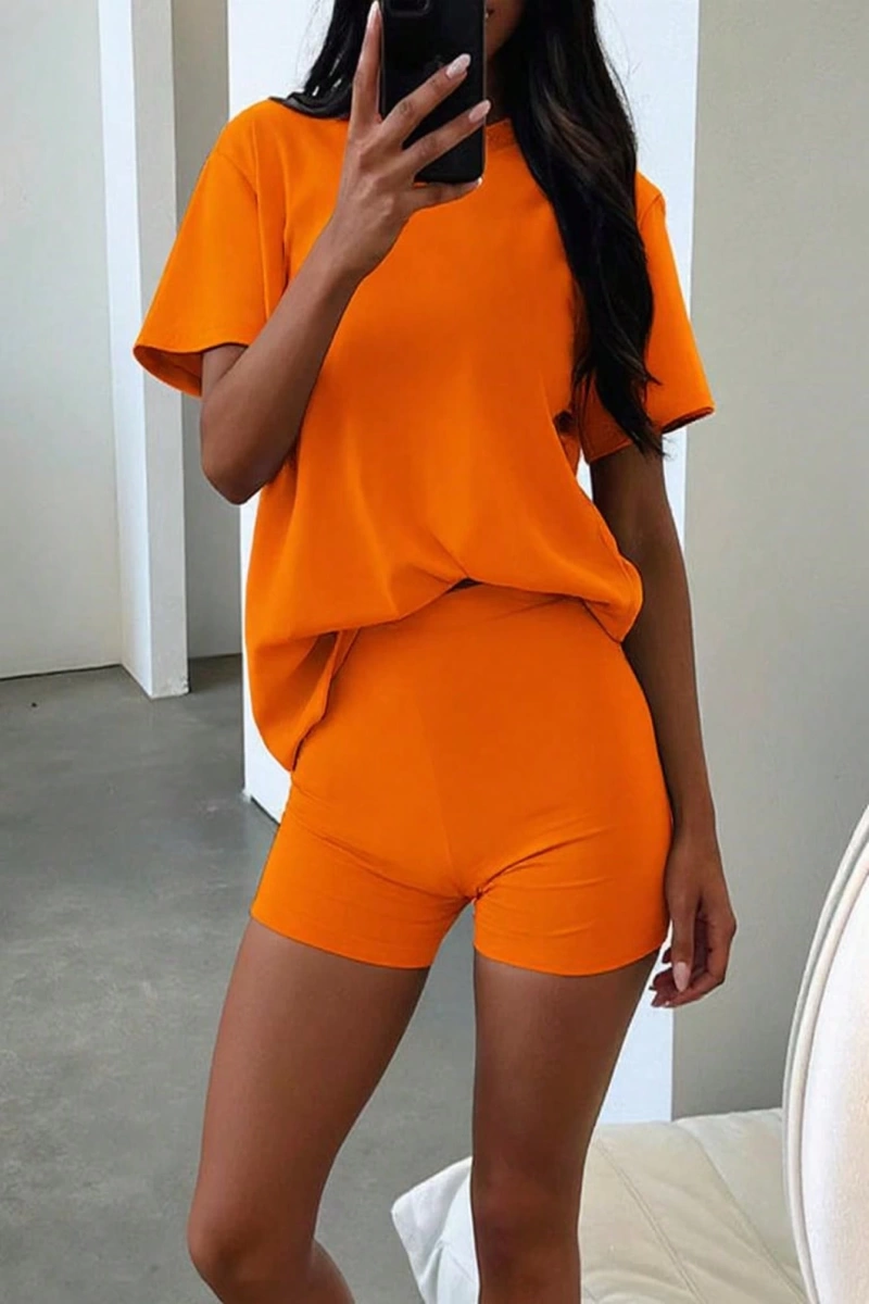 Kadın 2Lİ TAKIM OVERSİZE Trend T-shirt Şort Model 5091