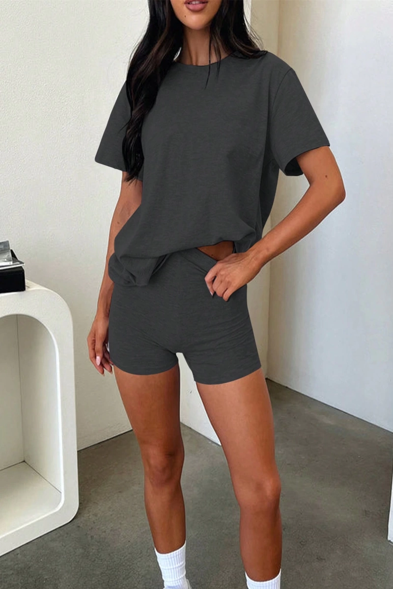 Kadın 2Lİ TAKIM OVERSİZE Trend T-shirt Şort Model 5091