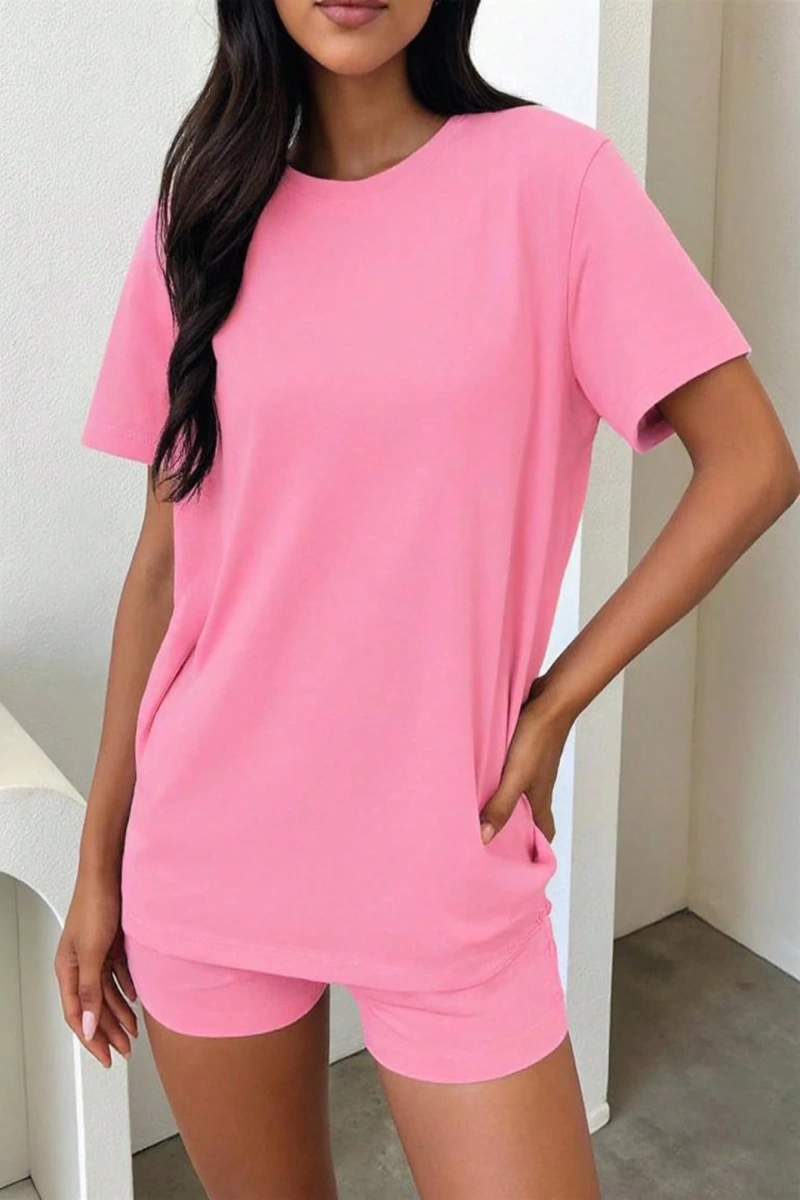 Kadın 2Lİ TAKIM OVERSİZE Trend T-shirt Şort Model 5091