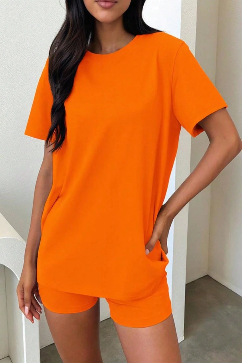 Kadın 2Lİ TAKIM OVERSİZE Trend T-shirt Şort Model 5091