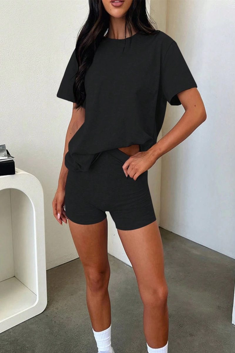 Kadın 2Lİ TAKIM OVERSİZE Trend T-shirt Şort Model 5091