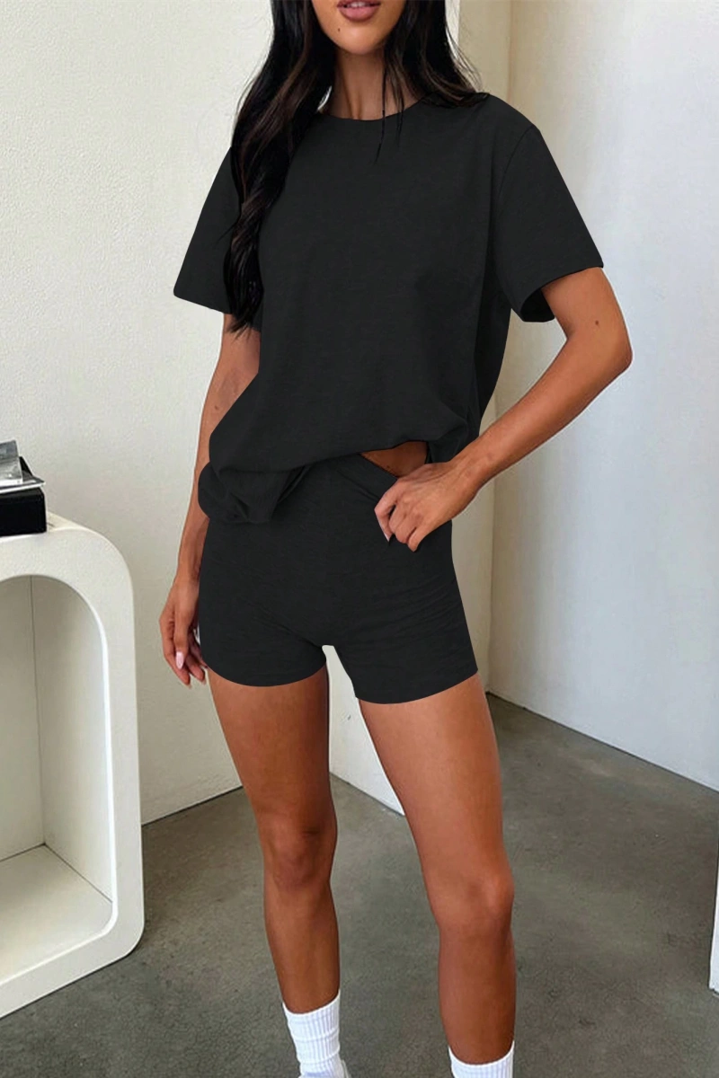 Kadın 2Lİ TAKIM OVERSİZE Trend T-shirt Şort Model 5091