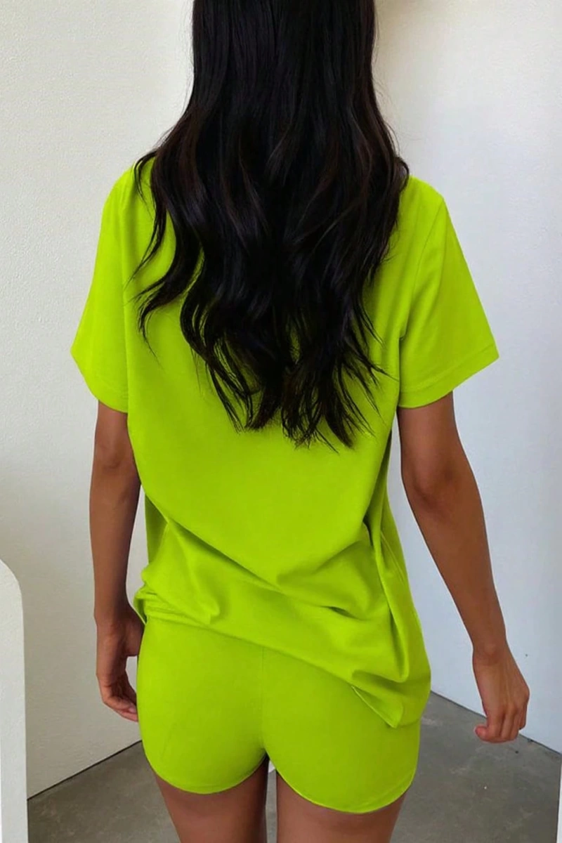 Kadın 2Lİ TAKIM OVERSİZE Trend T-shirt Şort Model 5091