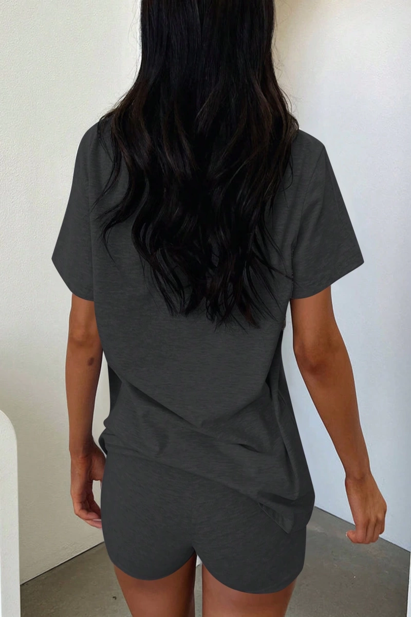 Kadın 2Lİ TAKIM OVERSİZE Trend T-shirt Şort Model 5091