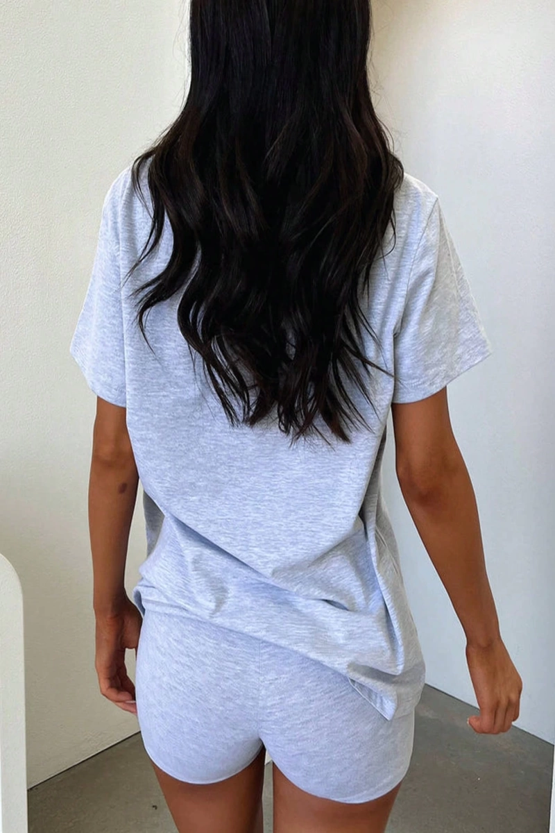 Kadın 2Lİ TAKIM OVERSİZE Trend T-shirt Şort Model 5091