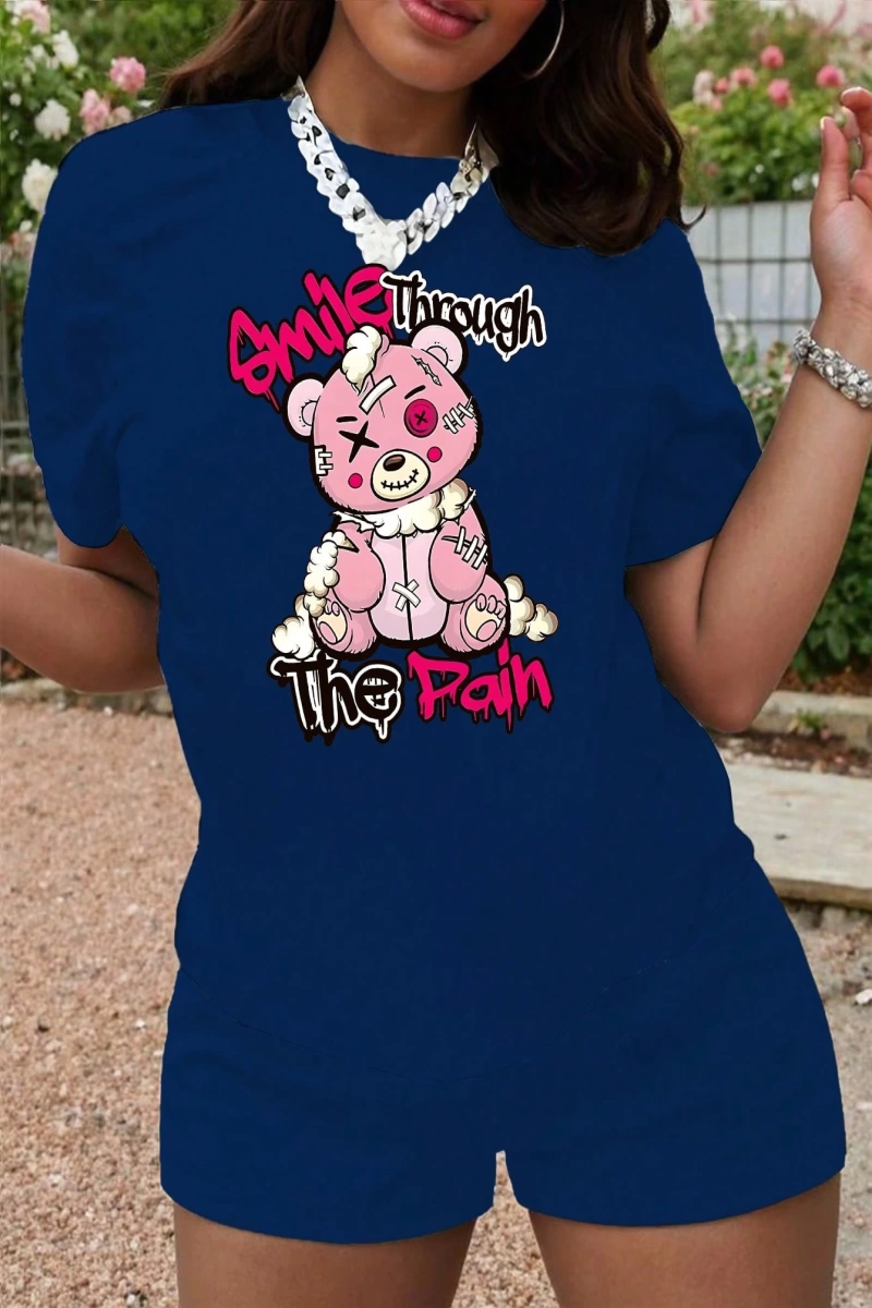 Kadın 2Lİ TAKIM OVERSİZE Trend T-shirt Şort Model 5093
