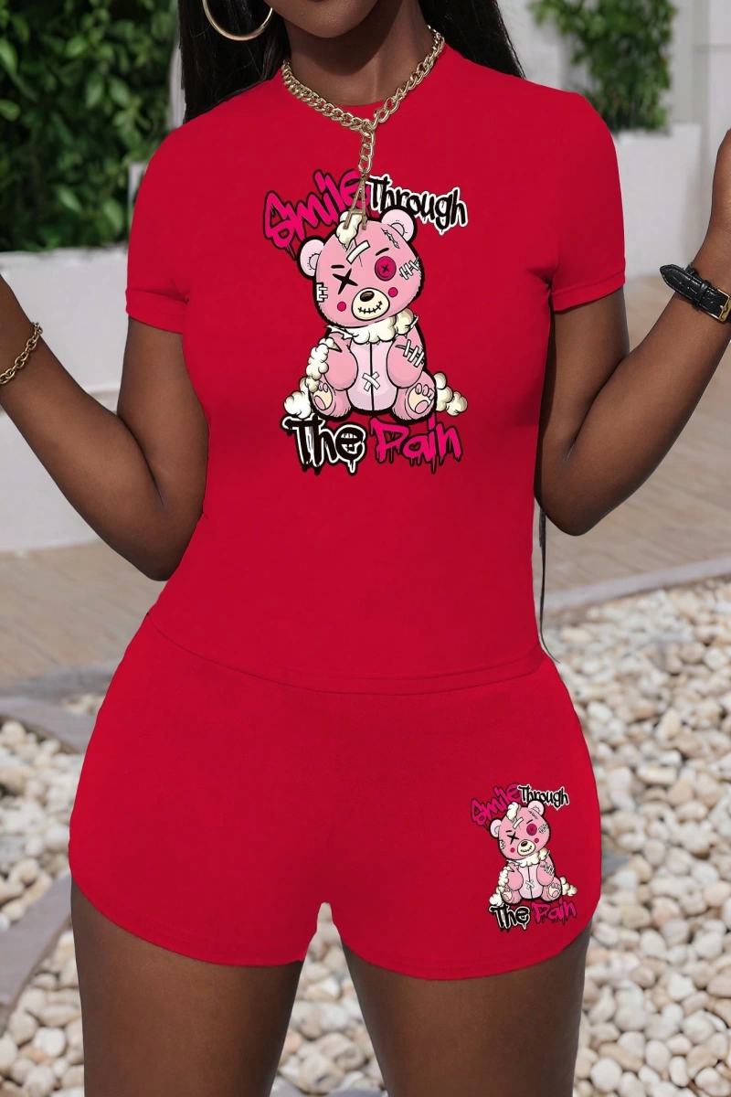 Kadın 2Lİ TAKIM OVERSİZE Trend T-shirt Şort Model 5093