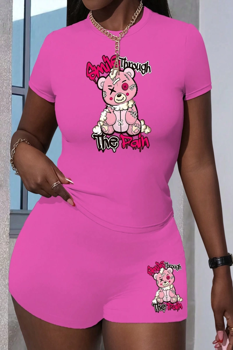 Kadın 2Lİ TAKIM OVERSİZE Trend T-shirt Şort Model 5093