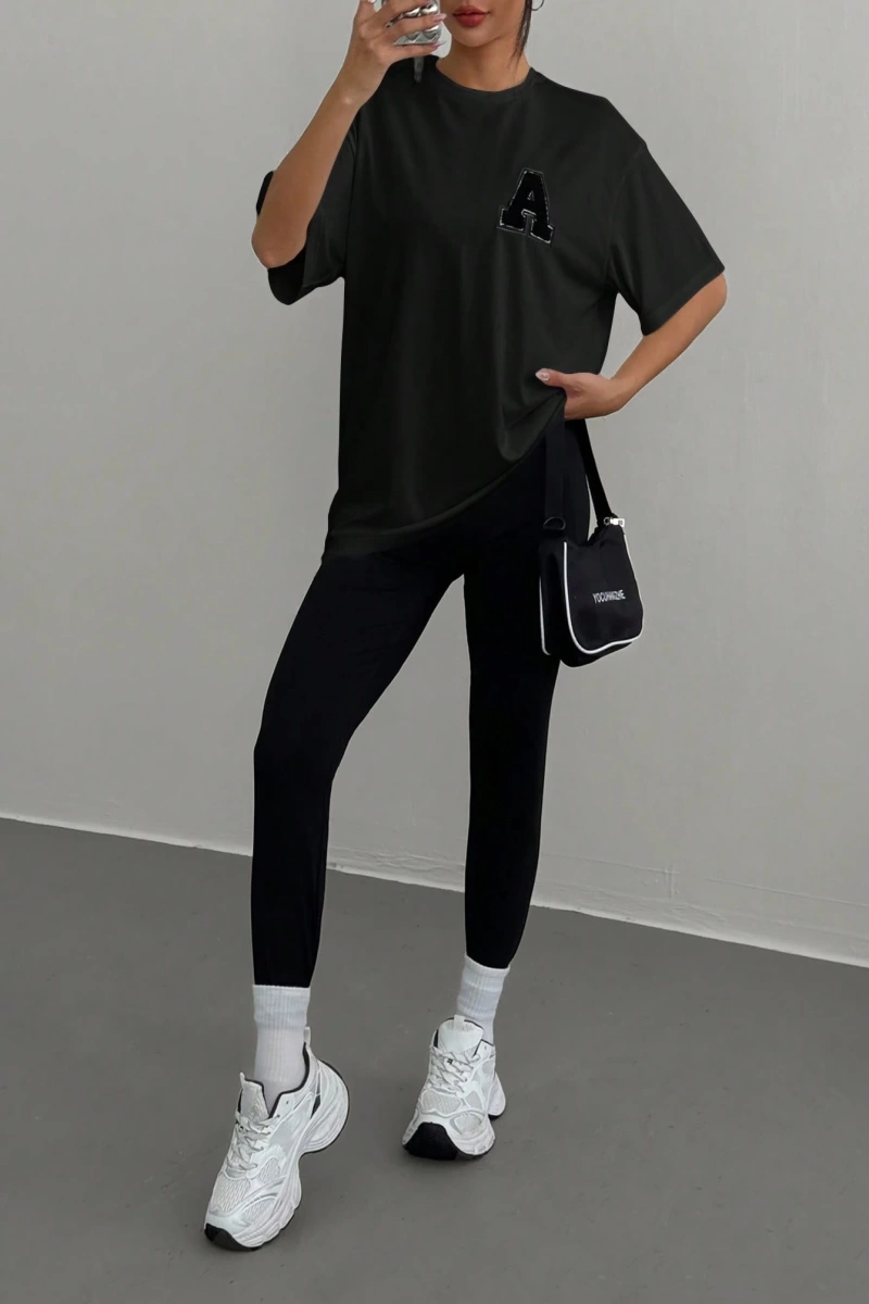 Kadın 2Lİ TAKIM OVERSİZE Trend T-shirt Şort Model 5098