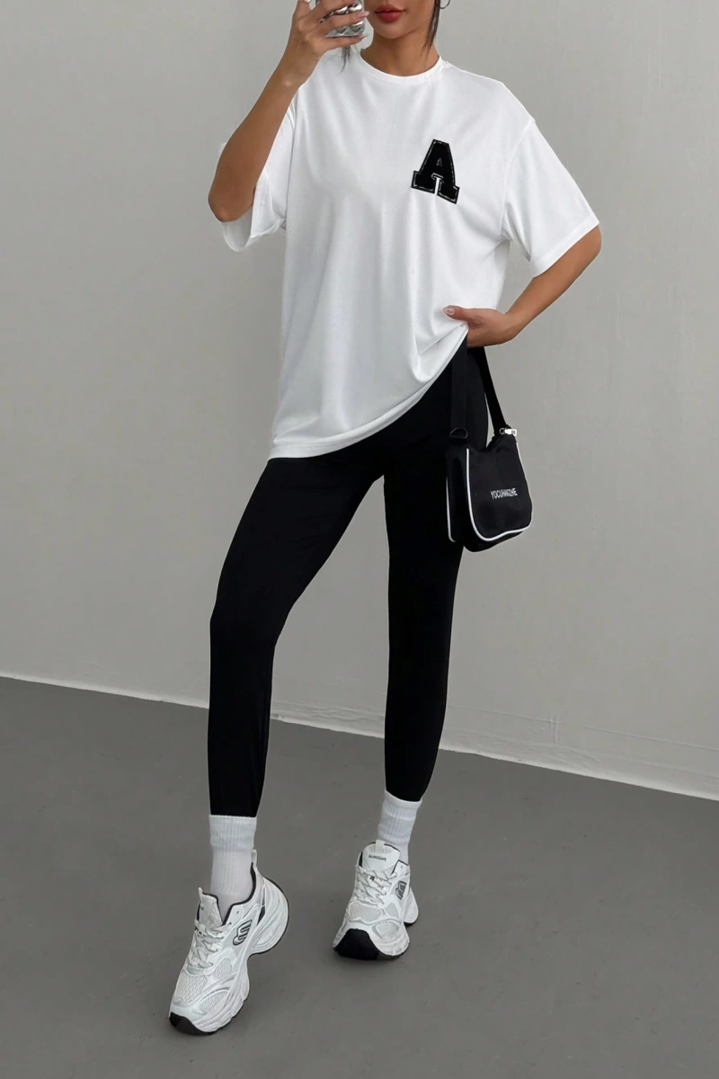 Kadın 2Lİ TAKIM OVERSİZE Trend T-shirt Şort Model 5098