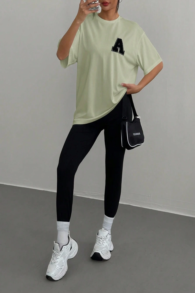 Kadın 2Lİ TAKIM OVERSİZE Trend T-shirt Şort Model 5098