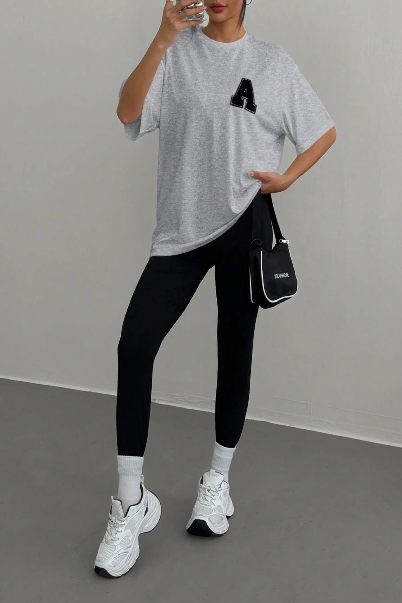 Kadın 2Lİ TAKIM OVERSİZE Trend T-shirt Şort Model 5098