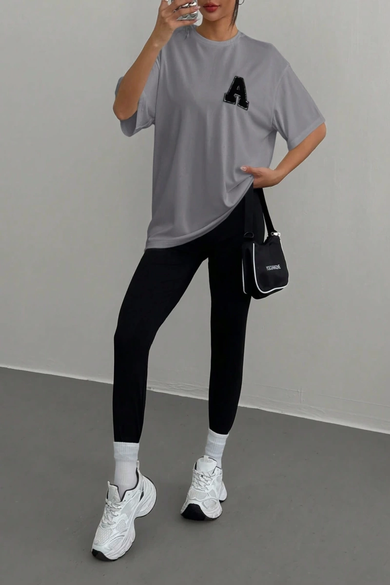 Kadın 2Lİ TAKIM OVERSİZE Trend T-shirt Şort Model 5098