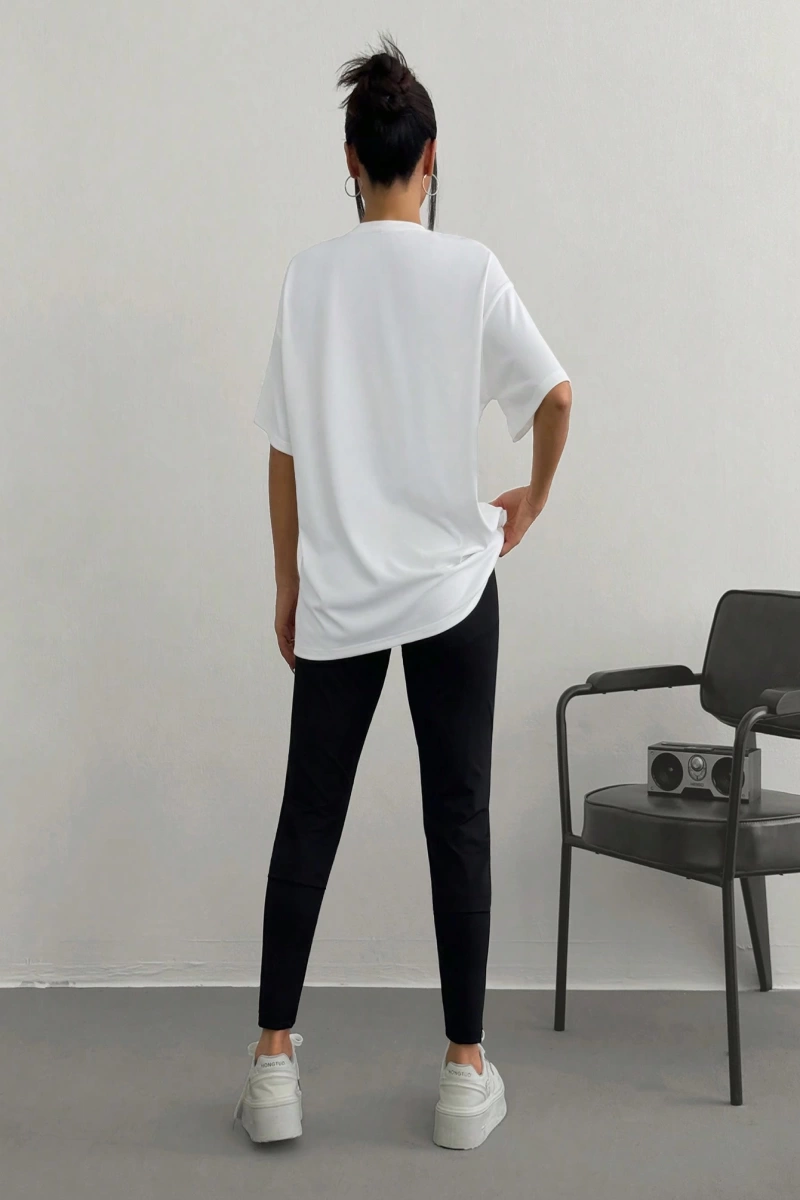 Kadın 2Lİ TAKIM OVERSİZE Trend T-shirt Şort Model 5098