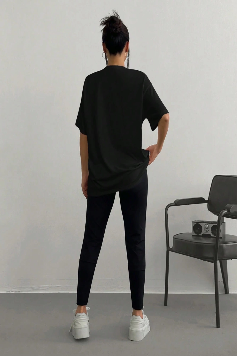 Kadın 2Lİ TAKIM OVERSİZE Trend T-shirt Şort Model 5098