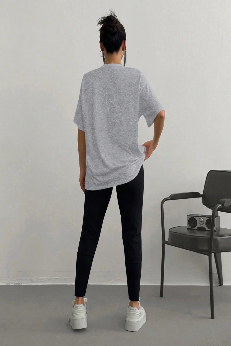 Kadın 2Lİ TAKIM OVERSİZE Trend T-shirt Şort Model 5098