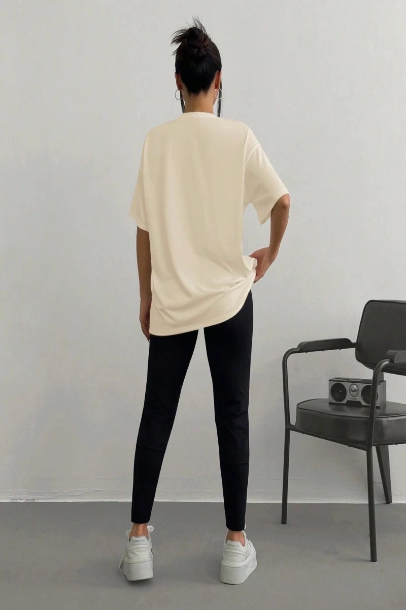 Kadın 2Lİ TAKIM OVERSİZE Trend T-shirt Şort Model 5098