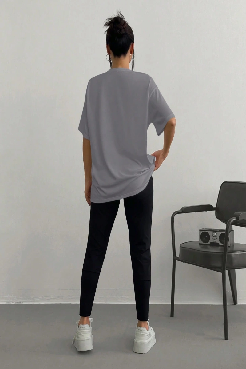 Kadın 2Lİ TAKIM OVERSİZE Trend T-shirt Şort Model 5098