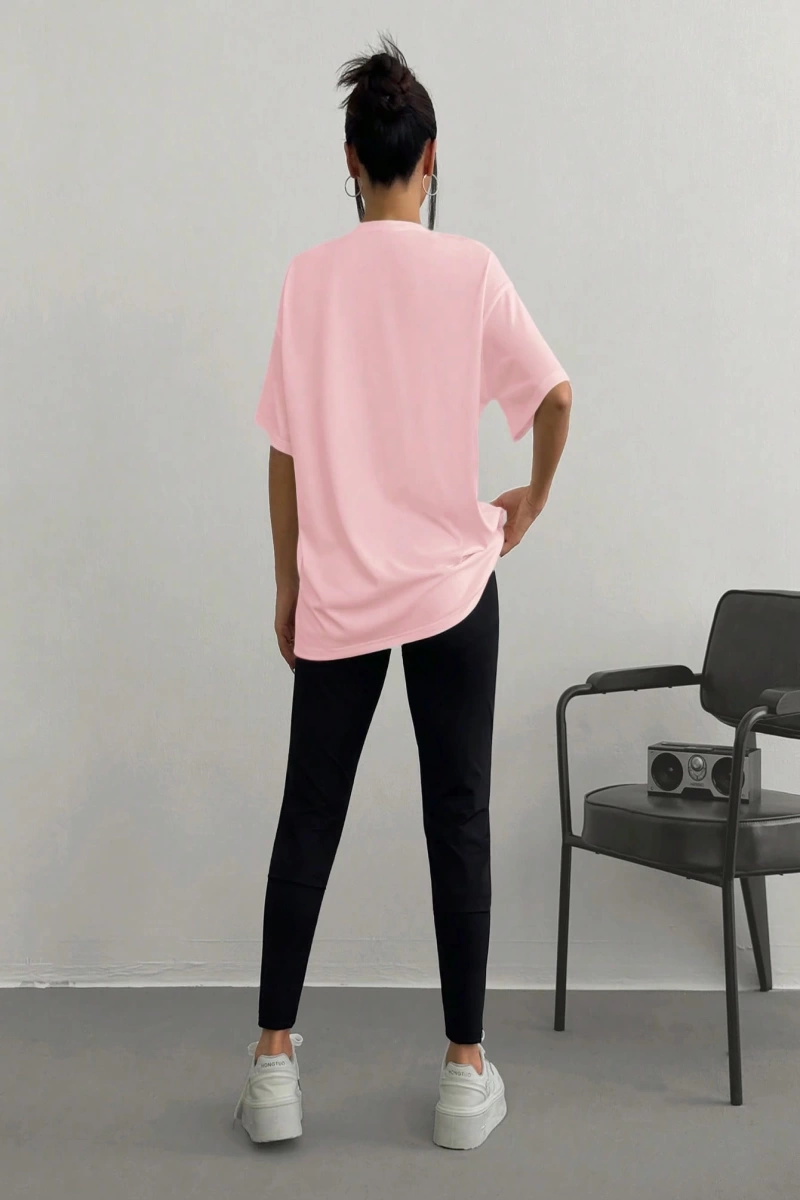 Kadın 2Lİ TAKIM OVERSİZE Trend T-shirt Şort Model 5098