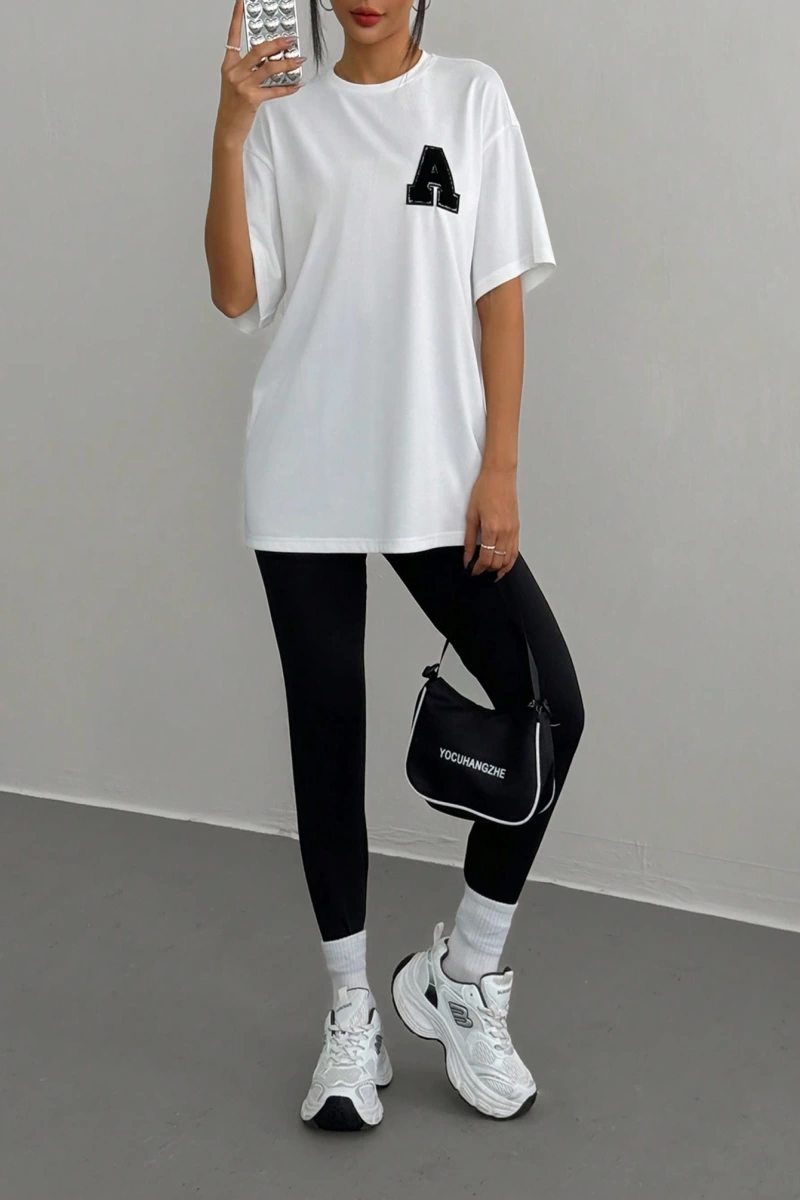 Kadın 2Lİ TAKIM OVERSİZE Trend T-shirt Şort Model 5098