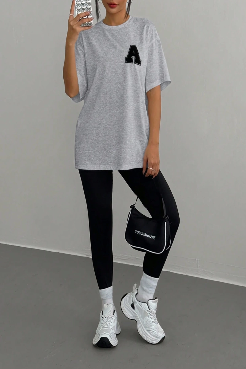 Kadın 2Lİ TAKIM OVERSİZE Trend T-shirt Şort Model 5098