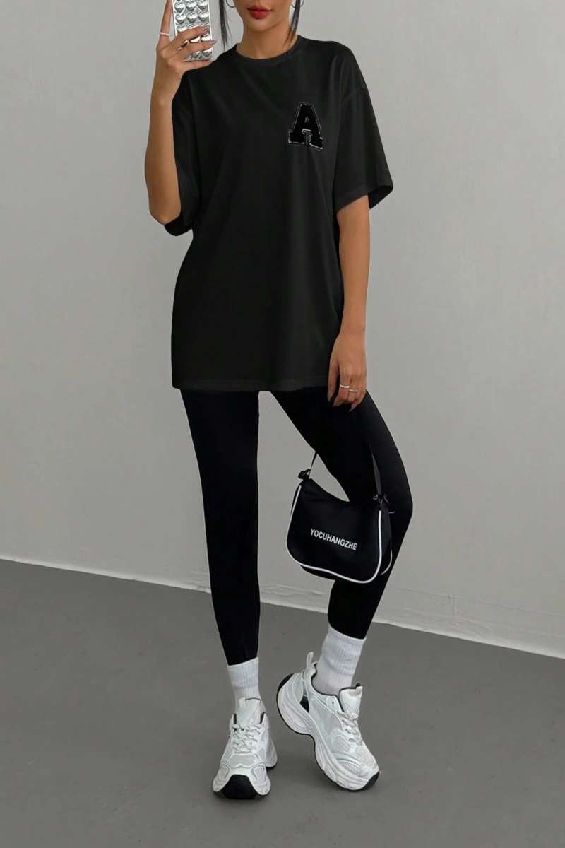 Kadın 2Lİ TAKIM OVERSİZE Trend T-shirt Şort Model 5098