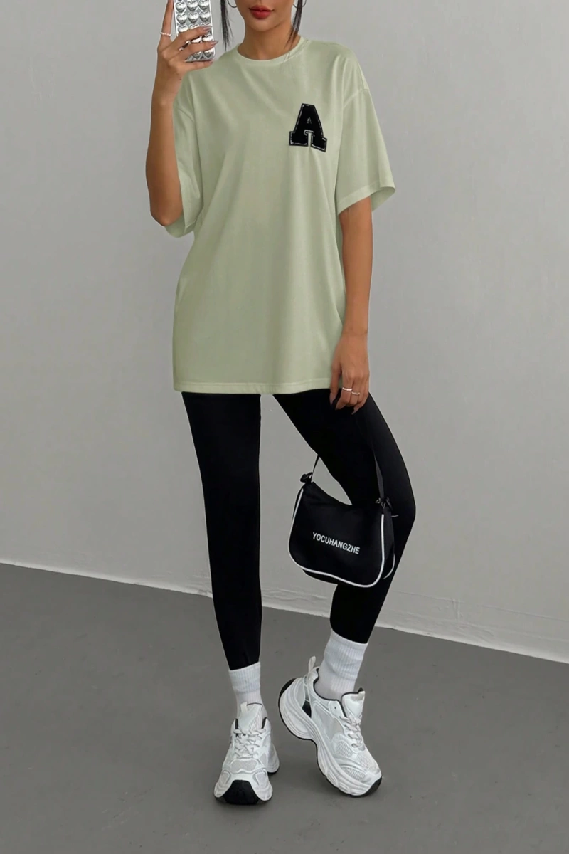 Kadın 2Lİ TAKIM OVERSİZE Trend T-shirt Şort Model 5098