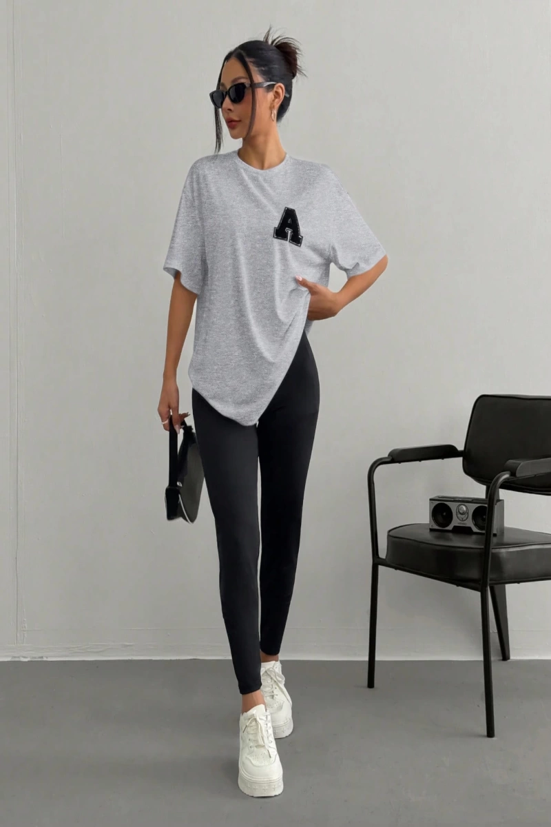 Kadın 2Lİ TAKIM OVERSİZE Trend T-shirt Şort Model 5098