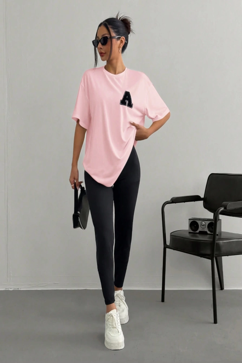 Kadın 2Lİ TAKIM OVERSİZE Trend T-shirt Şort Model 5098