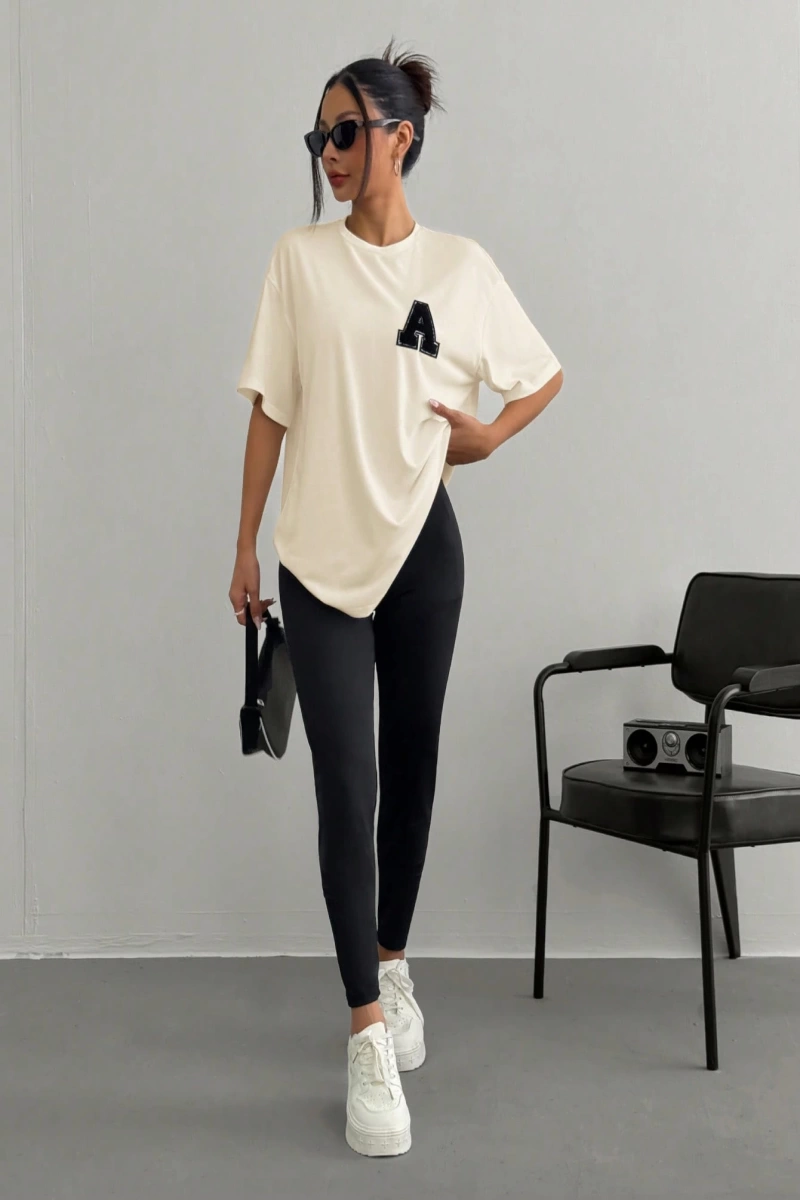 Kadın 2Lİ TAKIM OVERSİZE Trend T-shirt Şort Model 5098
