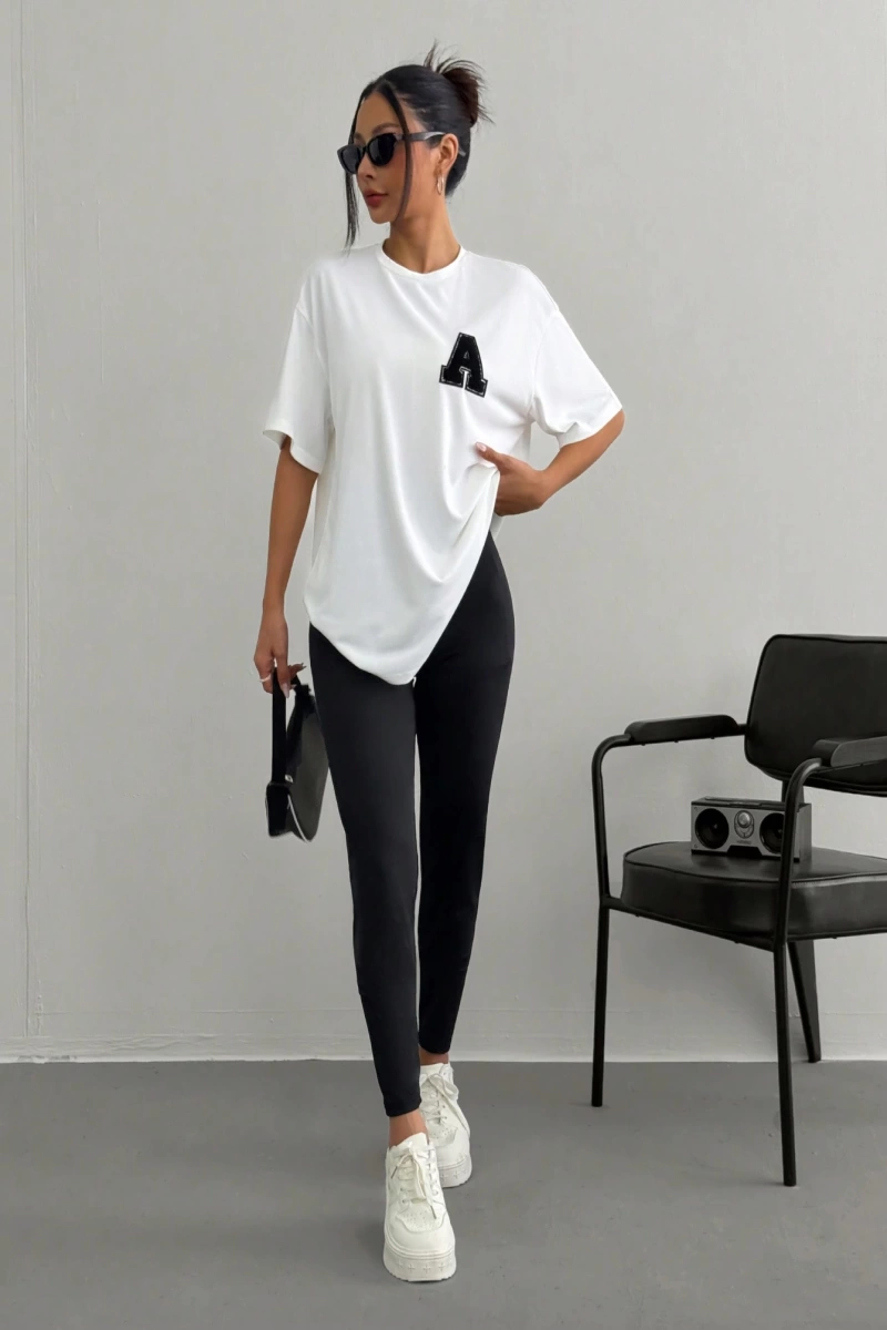 Kadın 2Lİ TAKIM OVERSİZE Trend T-shirt Şort Model 5098