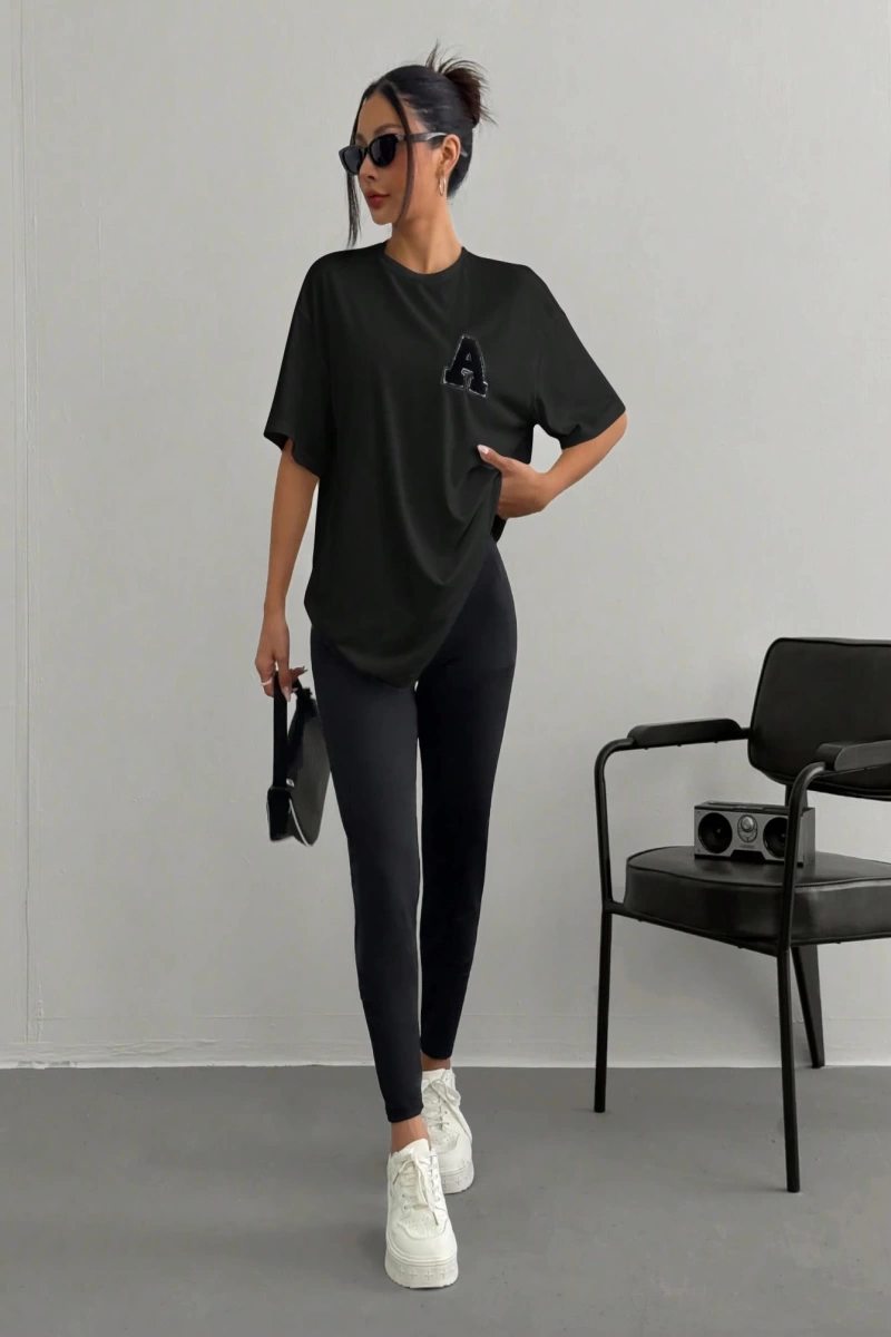 Kadın 2Lİ TAKIM OVERSİZE Trend T-shirt Şort Model 5098