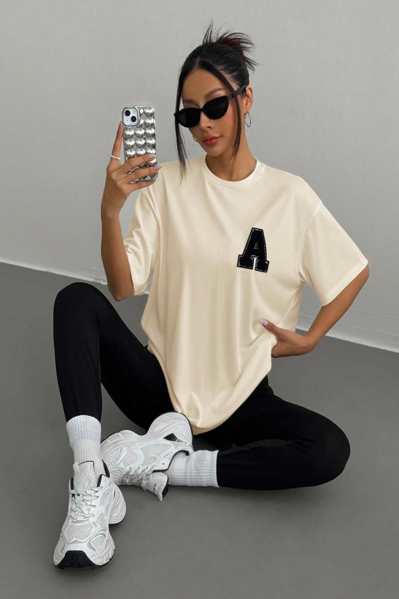 Kadın 2Lİ TAKIM OVERSİZE Trend T-shirt Şort Model 5098