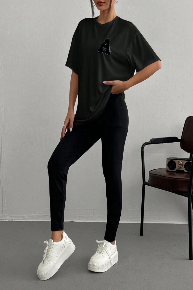 Kadın 2Lİ TAKIM OVERSİZE Trend T-shirt Şort Model 5098
