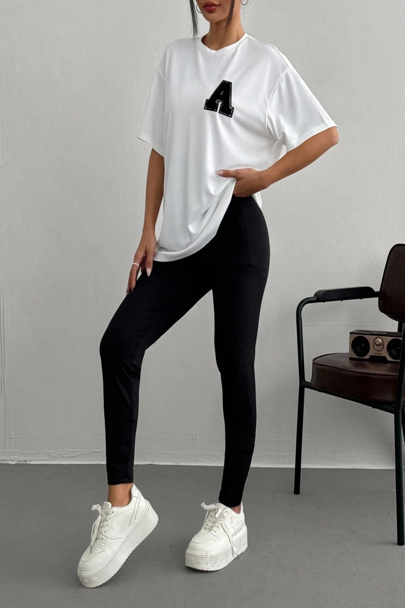 Kadın 2Lİ TAKIM OVERSİZE Trend T-shirt Şort Model 5098
